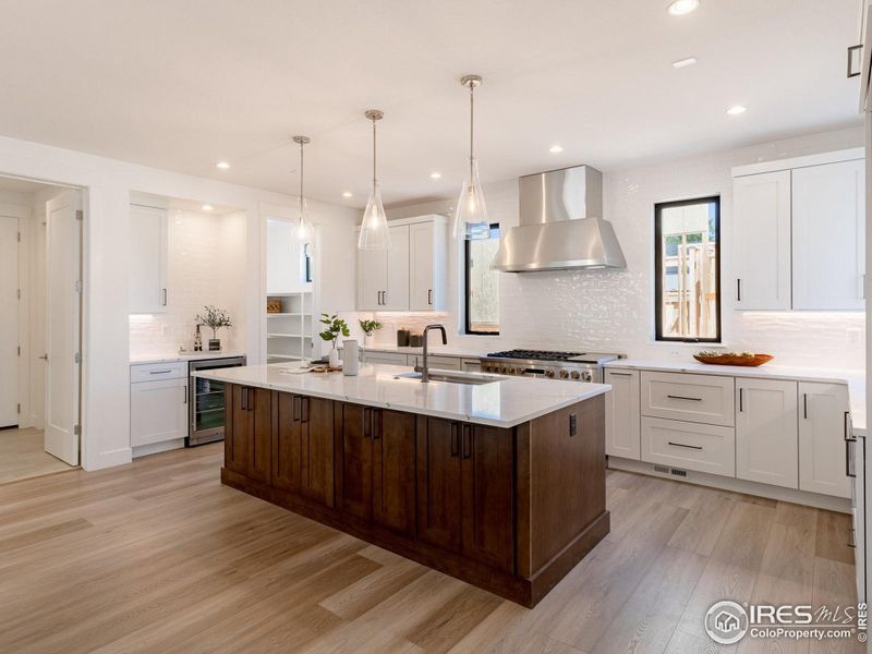 Kitchen inspiration from other new builds in the neighborhood.