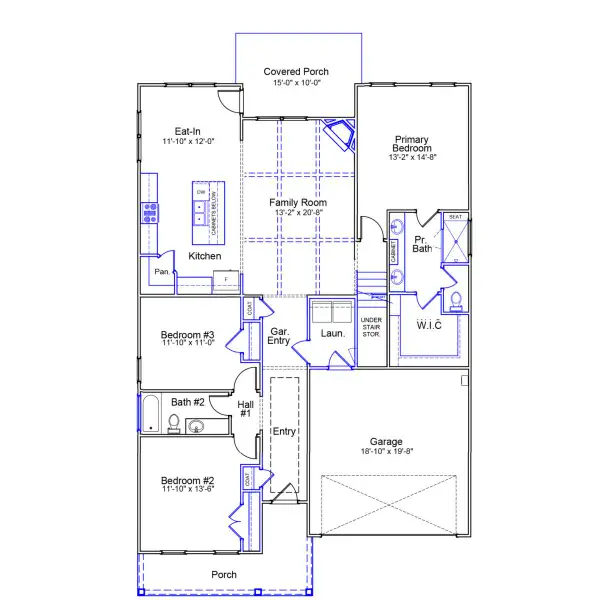 2D floor plan layout of this home in Indigo at Abbey Preserve, Wilmington, NC (Image 3).