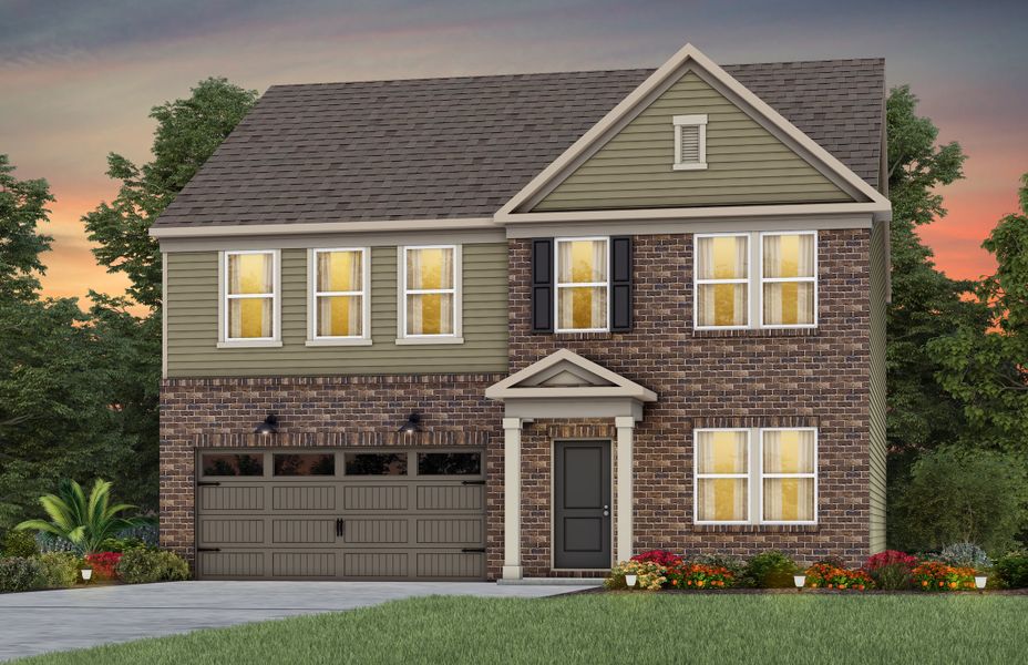 Front exterior of a new home in Riverstone, Monroe, NC, highlighting curb appeal (Image 21). Front exterior of a new home in Riverstone, Monroe, NC, highlighting curb appeal (Image 21).