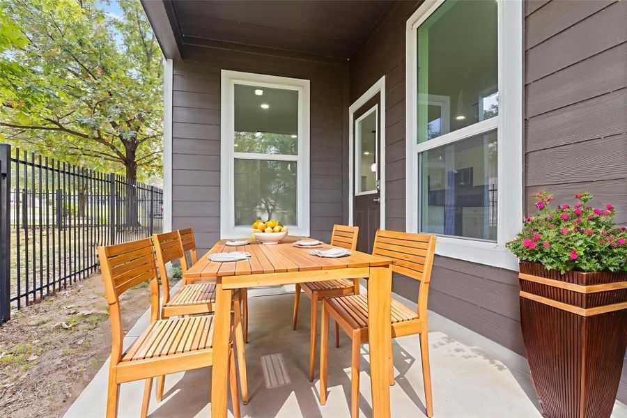 Step outside to your covered patio with gas line for your outdoor grill. *Virtually staged* Step outside to your covered patio with gas line for your outdoor grill. *Virtually staged*