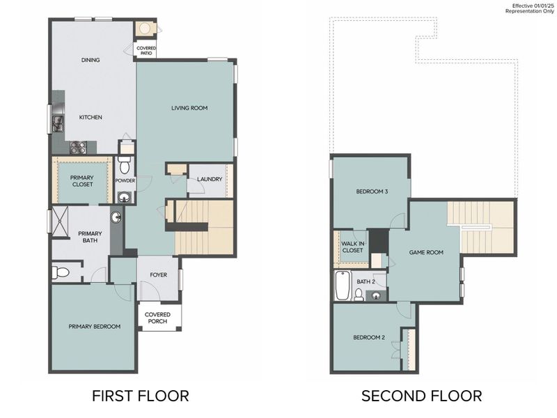 2D floor plan layout of this home in Casetta Ranch, Kyle, TX (Image 5).