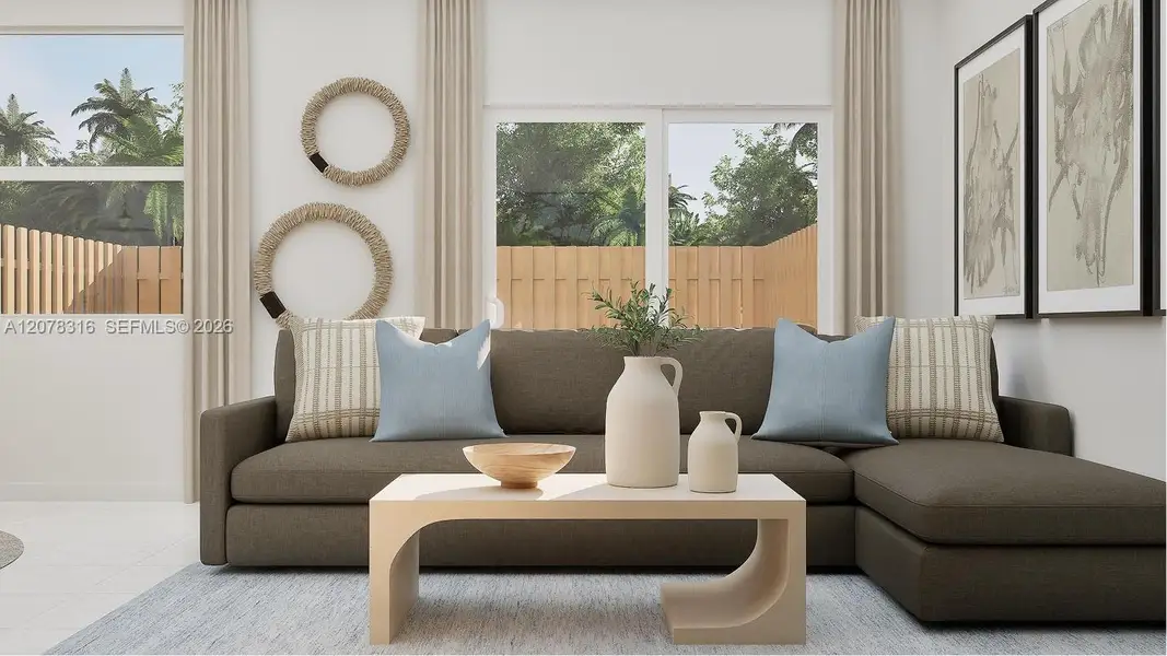 Furnished interior view inside a new home in RosaBella, Miami (Image 2). Furnished interior view inside a new home in RosaBella, Miami (Image 2).
