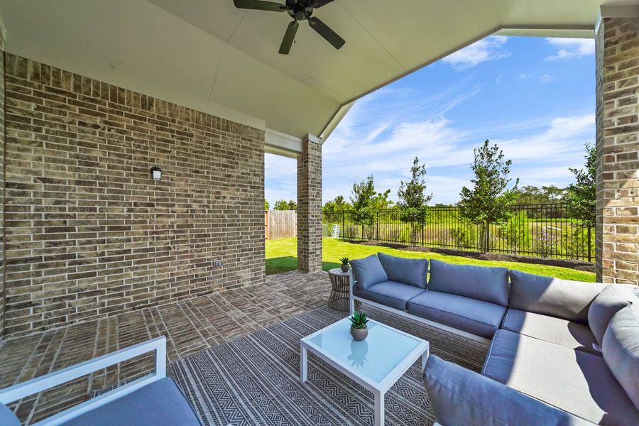 Exterior details and patio area of a home in The Trails, New Caney (Image 26).