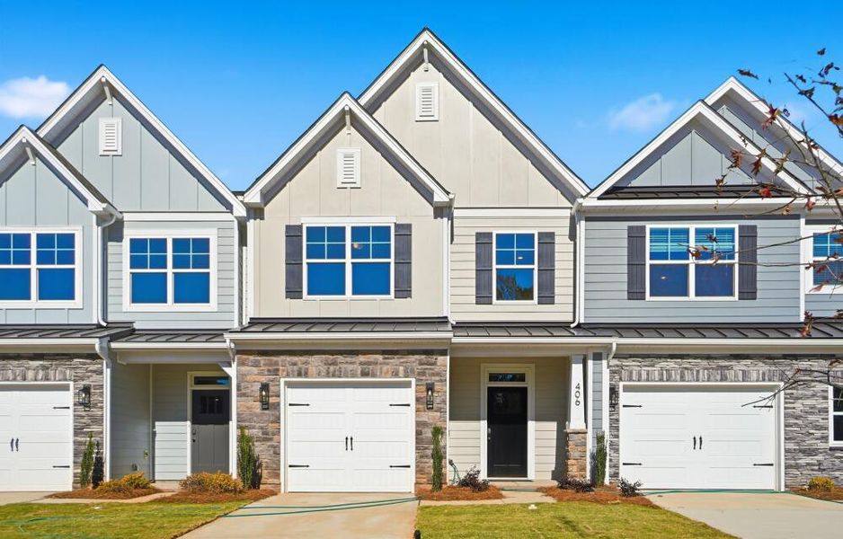 Front exterior of a new home in Blythe Mill Townhomes, Waxhaw, NC, highlighting curb appeal (Image 2).