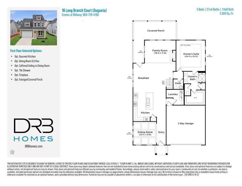 2D floor plan layout of this home in Creeks at Midway, Anderson, SC (Image 5).