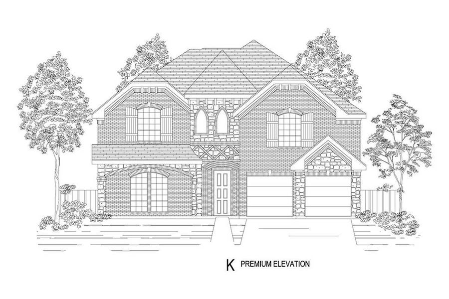 Representative rendering of the exterior for the Brentwood 45 3F (w/Media) by First Texas Homes (Image 12). Representative rendering of the exterior for the Brentwood 45 3F (w/Media) by First Texas Homes (Image 12).