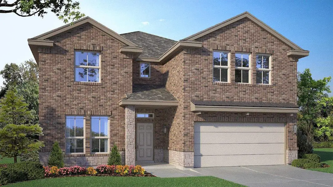 Representative exterior photo of a completed home built from the Kiawa by D.R. Horton in Southern Pointe, College Station, TX (Image 2). Representative exterior photo of a completed home built from the Kiawa by D.R. Horton in Southern Pointe, College Station, TX (Image 2).