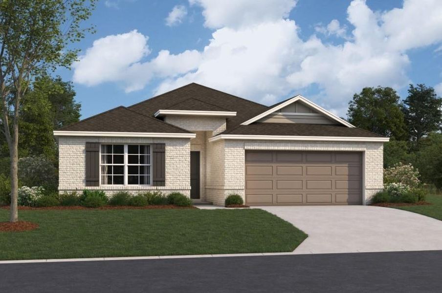 Front exterior of a new home in Ambrose, La Marque, TX, highlighting curb appeal (Image 2).