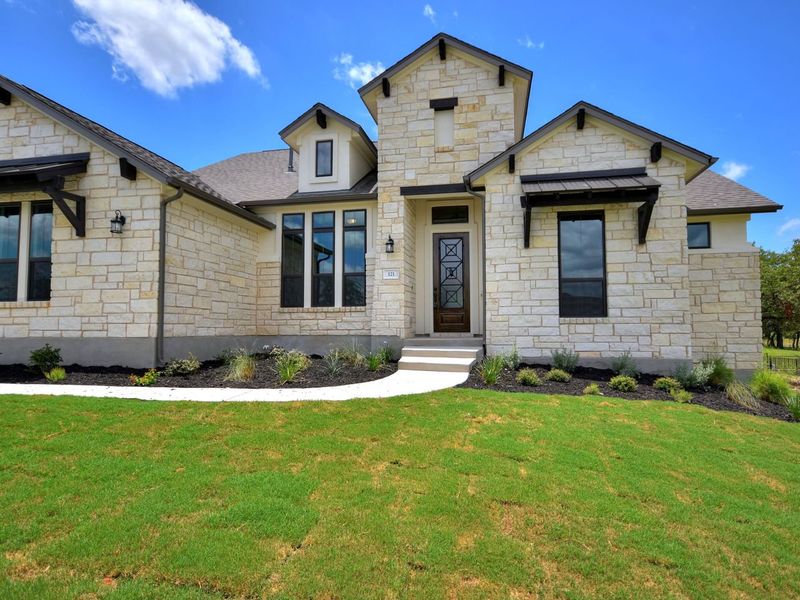 Representative exterior photo of a completed home built from the San Simeon I by Giddens Homes in Clearwater Ranch, Liberty Hill, TX (Image 33).