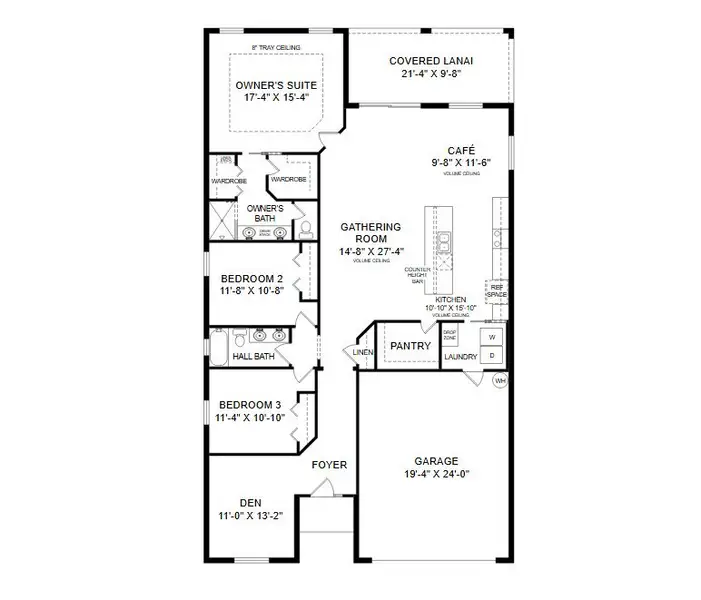2D floor plan layout for the Serendipity by Highland Homes of Florida in Marion Oaks, Ocala, FL (Image 4).