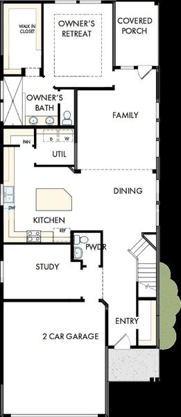 2D floor plan layout of this home in Mayfair - Select Garden Series, New Braunfels, TX (Image 2).