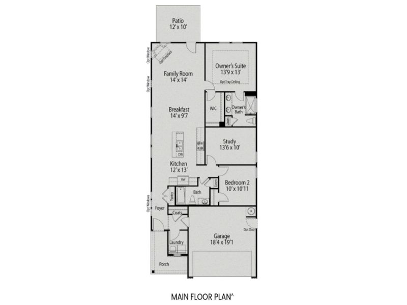 2D floor plan layout for the The Carter B by Davidson Homes LLC in Wellers Knoll, Lillington, NC (Image 3).