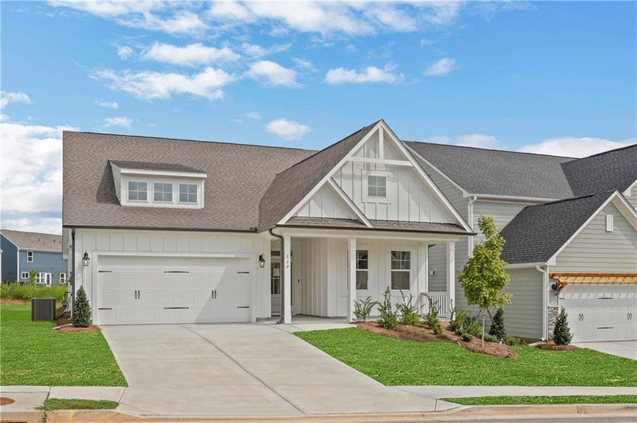 Front exterior of a new home in Twin Lakes, Hoschton, GA, highlighting curb appeal (Image 2).