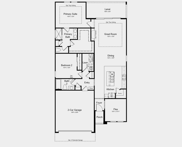 2D floor plan layout for the Fontanna by Taylor Morrison in Esplanade at St. Marys, St. Marys, GA (Image 3).