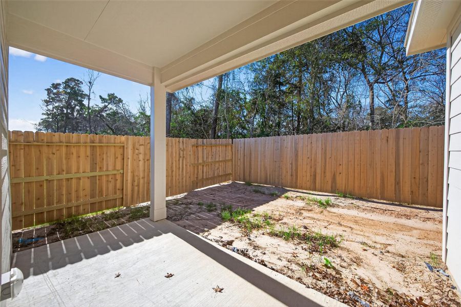 Exterior details and patio area of a home in Enclave at Willis, Willis (Image 4).