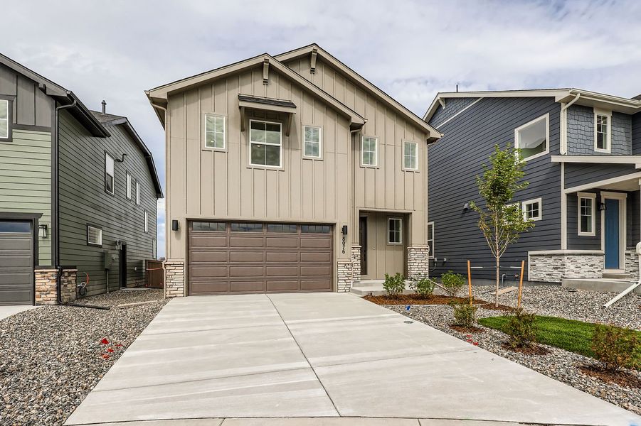 Front exterior of a new home in Sterling Ranch 40s, Colorado Springs, CO, highlighting curb appeal (Image 2).