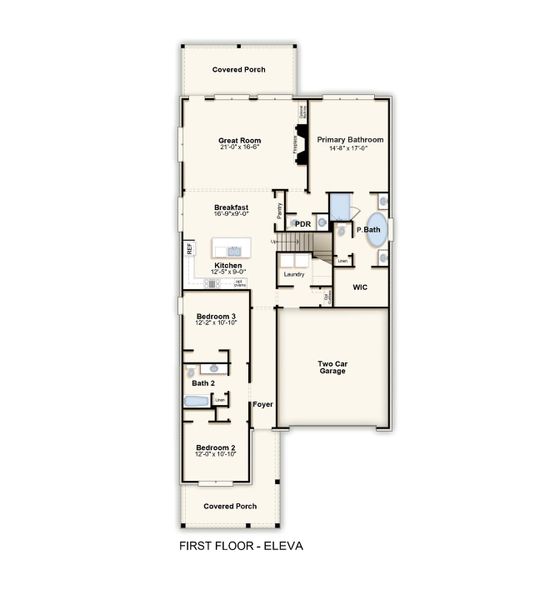 2D floor plan layout for the Chapman 55+ by Grant & Co in White Oak, Arlington, TN (Image 3).