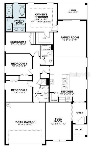 2D floor plan layout of this home in Bay Lake Farms, St. Cloud, FL (Image 4).