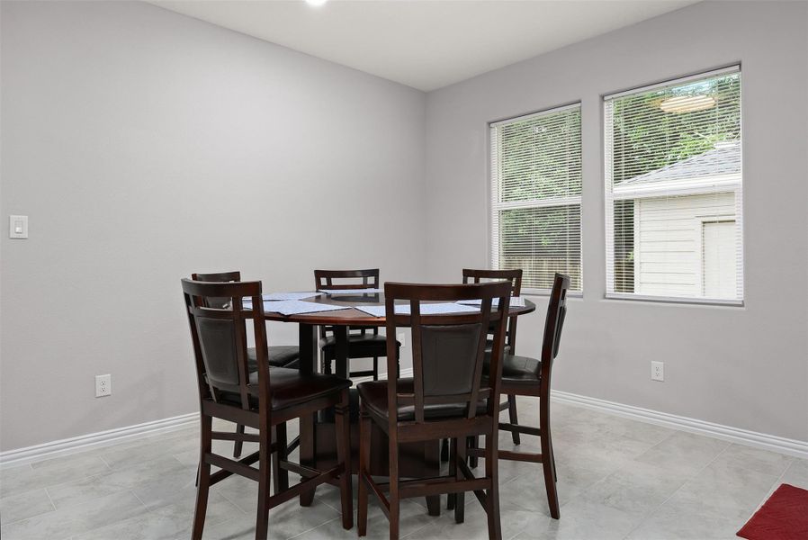 Dinner is served. The dining area is perfect for weeknight meals, holiday celebrations, and everything in between. Dinner is served. The dining area is perfect for weeknight meals, holiday celebrations, and everything in between.