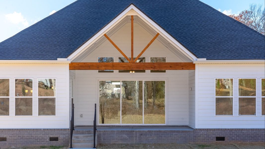 Covered Back Patio with wood gable accent