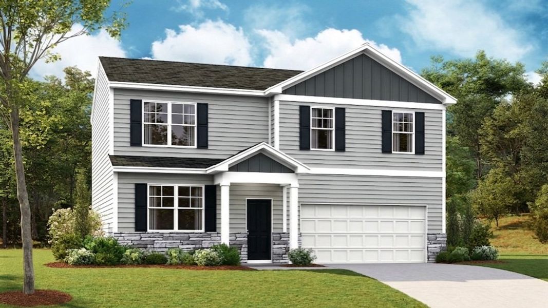 Front exterior of a new home in Johnson Farms, Greeneville, TN, highlighting curb appeal (Image 1). Front exterior of a new home in Johnson Farms, Greeneville, TN, highlighting curb appeal (Image 1).