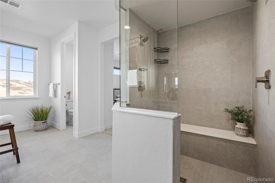 Large walking shower in primary bath
