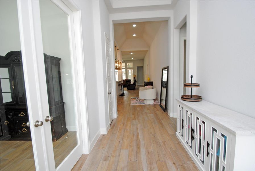 French door entry into home office.
