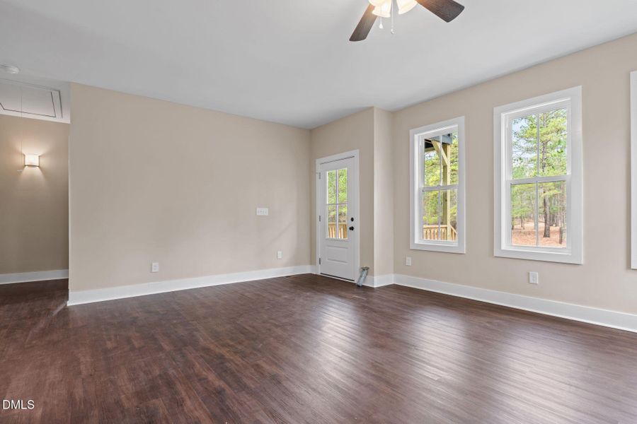 Living Room with Ceiling Fan
