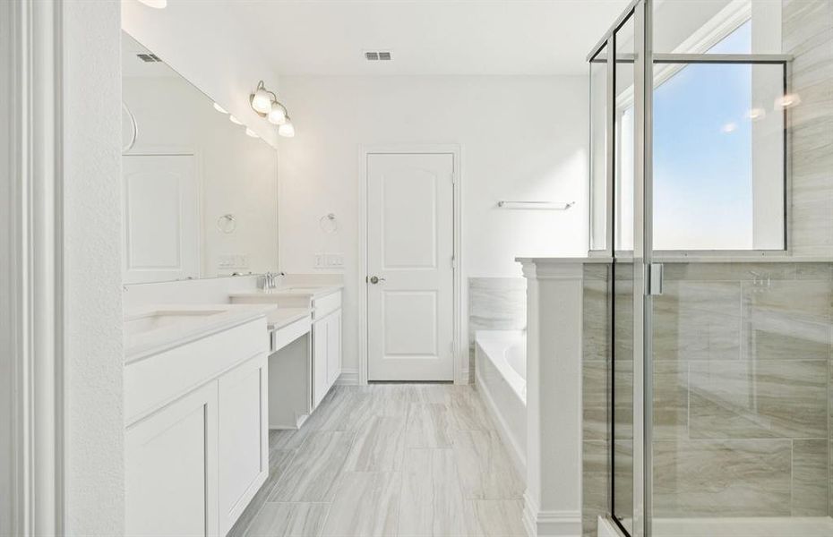 Owner's bath with large shower and double vanity