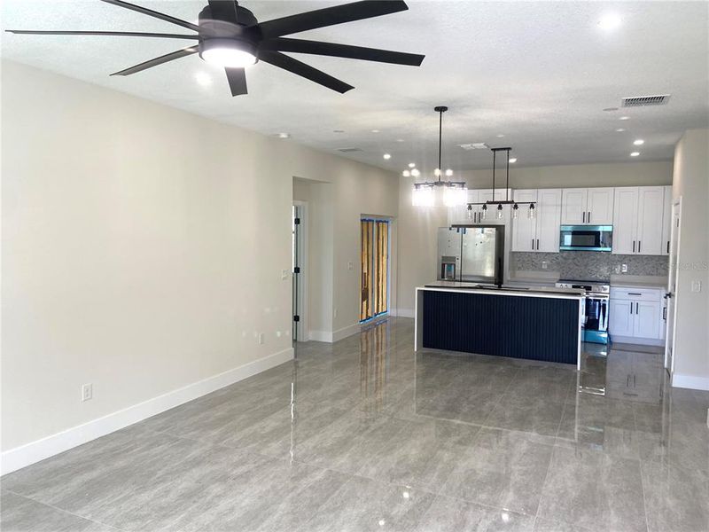 Family room to open kitchen