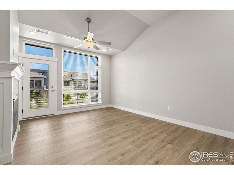 Enjoy vaulted ceilings w/ included ceiling fan.