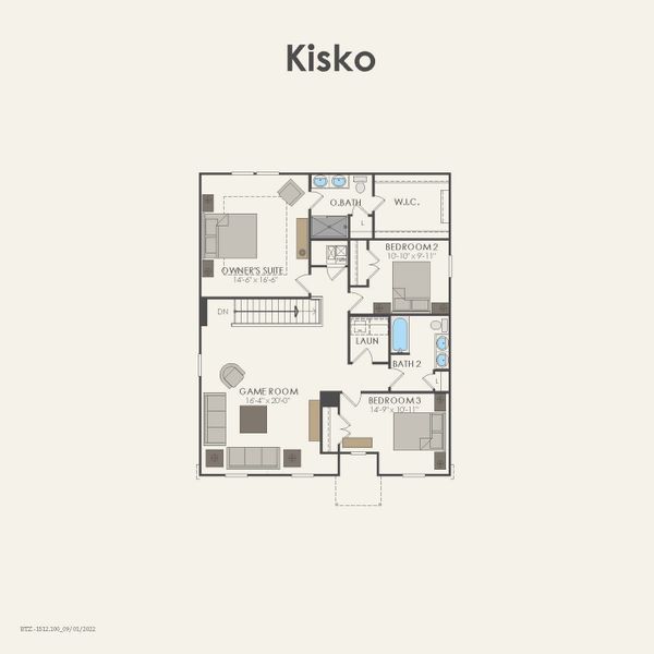2D floor plan layout for the Kisko by Centex in Cottonwood Creek, Howe, TX (Image 4).