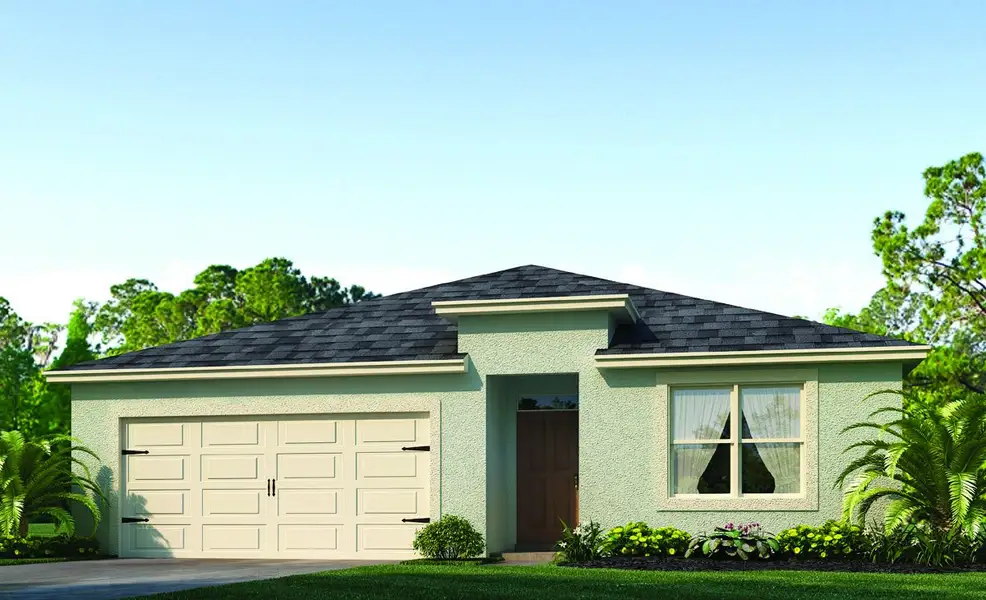 Front exterior of a new home in Preston Cove, St. Cloud, FL, highlighting curb appeal (Image 2).