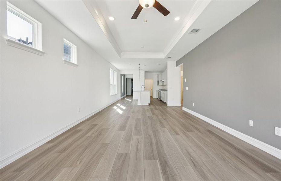 Gathering room open to kitchen