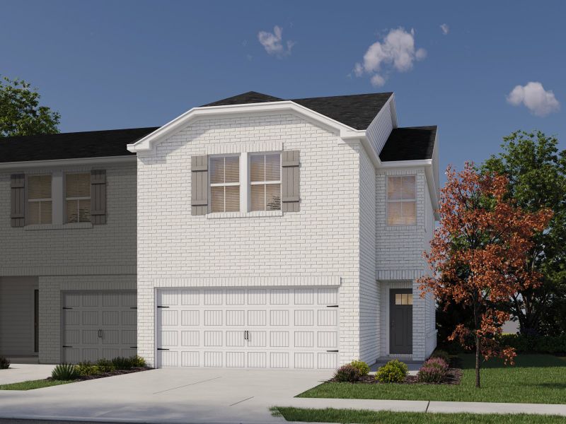 Front exterior of a new home in Cedarcrest Townhomes, Fairview, TN, highlighting curb appeal (Image 1).