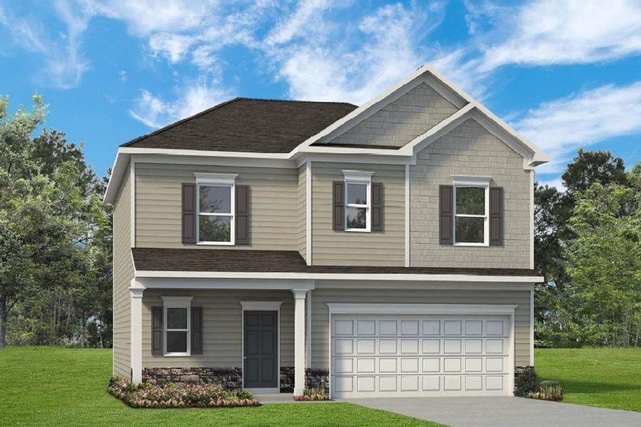 Front exterior of a new home in Varnell Preserve, Dalton, GA, highlighting curb appeal (Image 1). Front exterior of a new home in Varnell Preserve, Dalton, GA, highlighting curb appeal (Image 1).