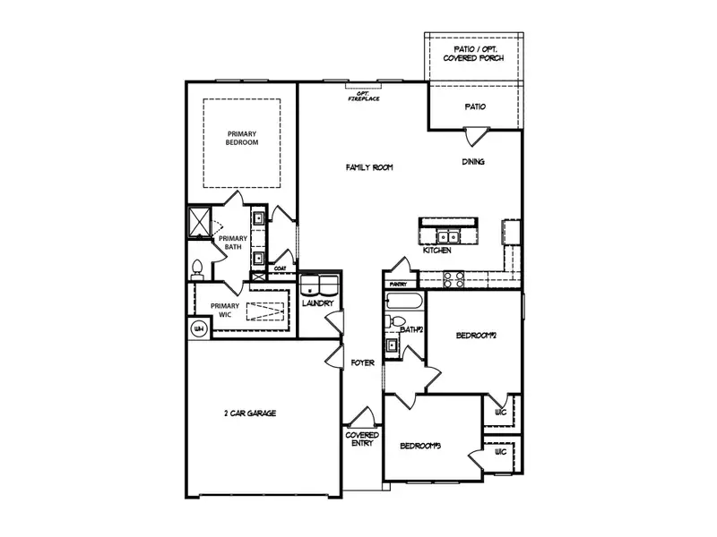 2D floor plan layout for the The Canemount by My Home Communities in Robins Estates, Warner Robins, GA (Image 3).