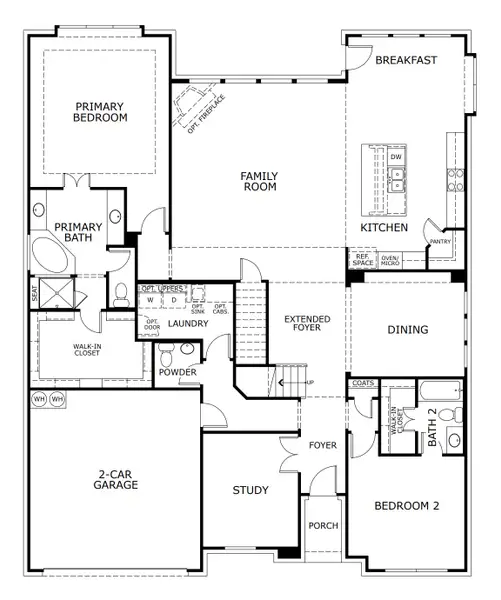 2D floor plan layout for the Concept 3473 by Landsea Homes in Mockingbird Hills, Joshua, TX (Image 8).