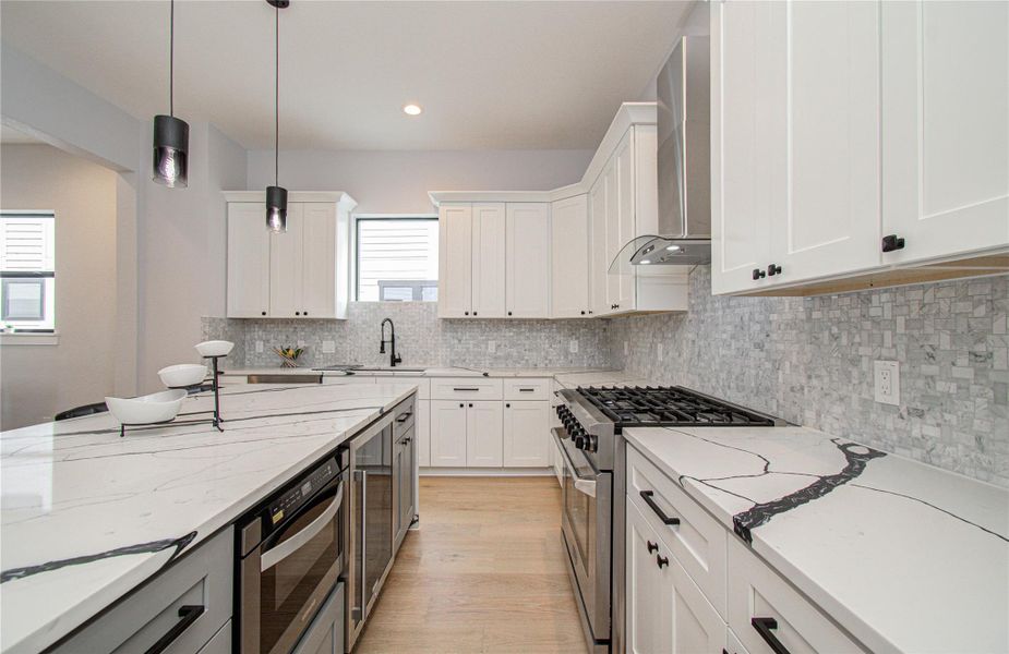 Wine fridge and under cabinet microwave