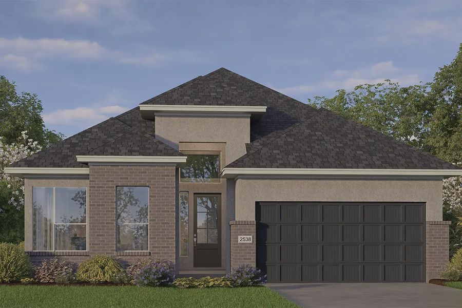 Representative exterior photo of a completed home built from the Lauren by Chesmar Homes in 50' Homesites at Jubilee, Hockley, TX (Image 12).