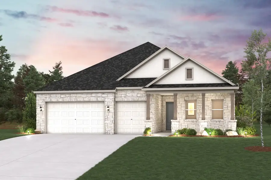 Front exterior of a new home in Crosswinds, Kyle, TX, highlighting curb appeal (Image 1). Front exterior of a new home in Crosswinds, Kyle, TX, highlighting curb appeal (Image 1).