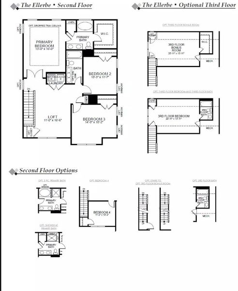 2D floor plan layout of this home in Parker's Preserve, Ridgeville, SC (Image 2).