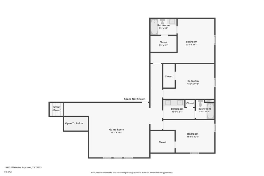 2D floor plan layout of this home in Riverside Estates, Mont Belvieu, TX (Image 7).