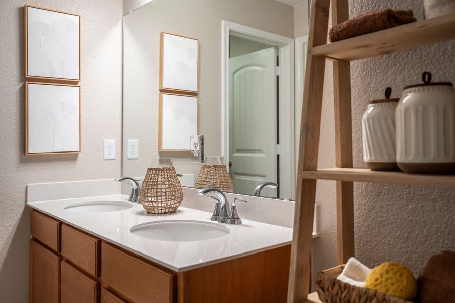 Dual-sink vanity at primary bath Dual-sink vanity at primary bath