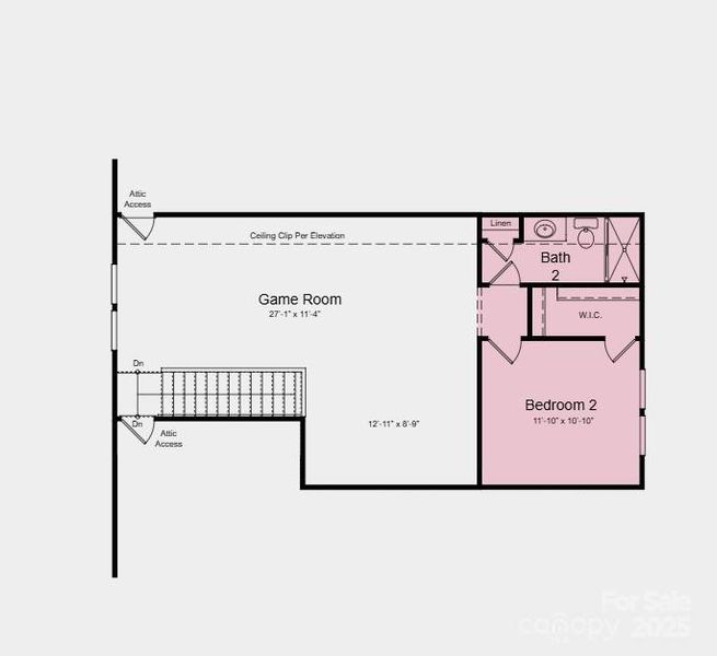 Second Floor Plan - Structural options added include: second floor with a game room, bed with full bathroom, additional bedroom on main floor, trey ceiling in owner's suite, foyer, and gathering room, gas fireplace, additional windows in the gathering room