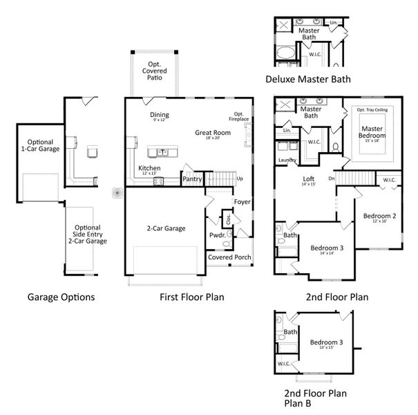 2D floor plan layout for the Adams by Center Park Homes in Central Estates, Summerville, SC (Image 6).