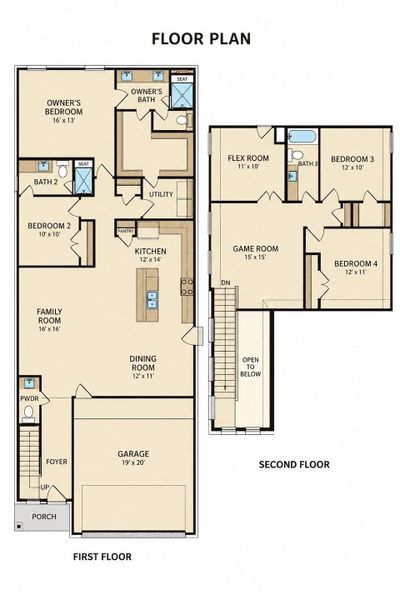 2D floor plan layout of this home in The Trails, New Caney, TX (Image 5).