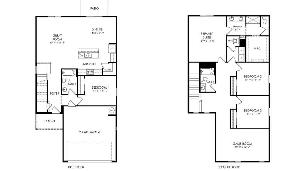 2D floor plan layout of this home in Kings Creek - Classic Series, Jacksonville, FL (Image 2). 2D floor plan layout of this home in Kings Creek - Classic Series, Jacksonville, FL (Image 2).