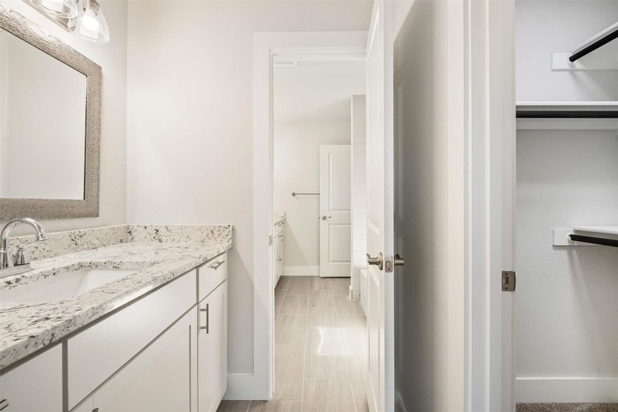 View from Vanity in Bedroom #2 into Bathroom #2