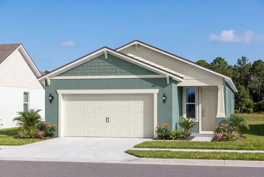 Representative exterior photo of a completed home built from the Hallmark by Del Webb in Del Webb Flagler Beach, Palm Coast, FL (Image 2). Representative exterior photo of a completed home built from the Hallmark by Del Webb in Del Webb Flagler Beach, Palm Coast, FL (Image 2).